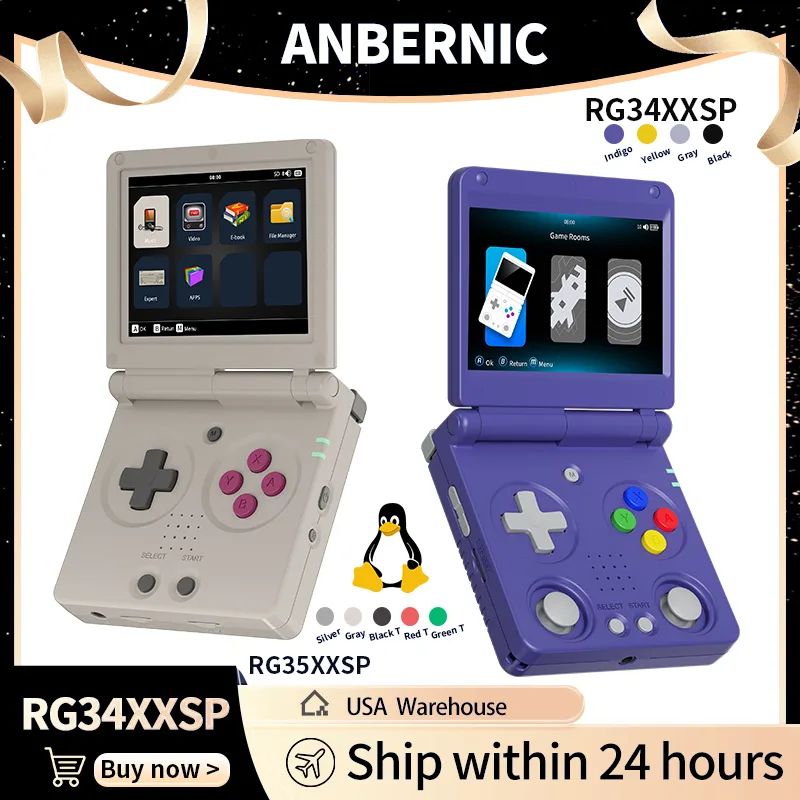 Gaming Console Handheld Retro - Anbernic RG34XXSP RG35XXSP Flip Handheld Game