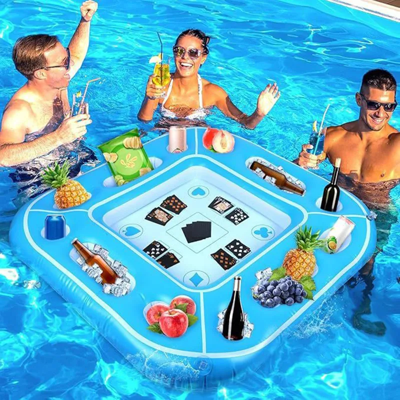 Gaming Card Holder - Inflatable Pool Floating Table With Cup