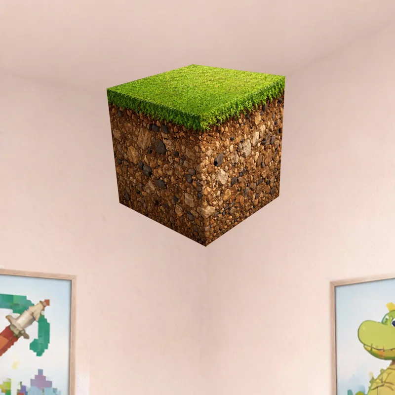 Gaming Console Wallpaper - Realistic 3D Grass Cube Wall Decals,Pixel