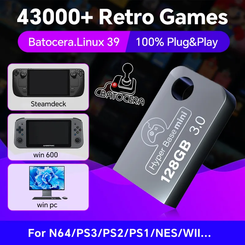 Gaming Console Handheld Retro - Batocera 128G USB Flash Drive For